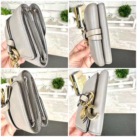 CHLOE gray leather monogram compact wallet GREAT! Nice gift! - Picture 6 of 15